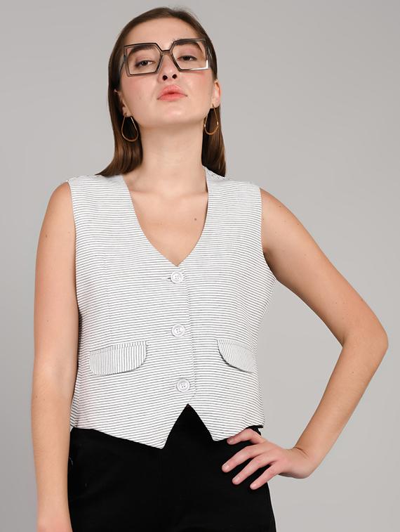 white cotton blend crop top