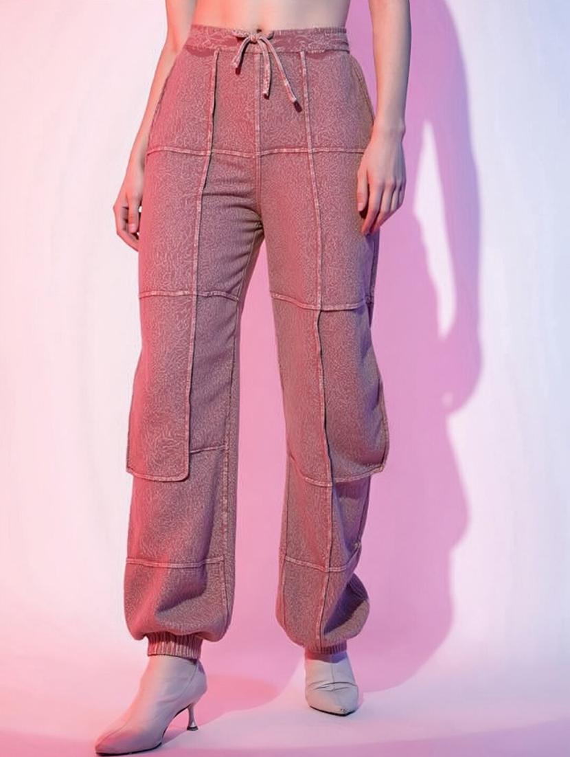 women pink solid high rise relaxed fit jogger - 22004421 - Zoom Image - 0