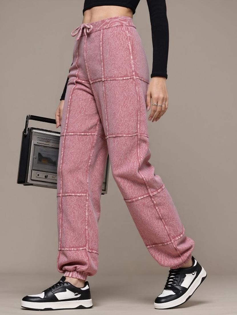 women solid high rise relaxed fitjogger