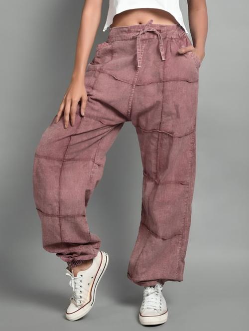 women solid high rise relaxed fit jogger - 22004423 -  Standard Image - 0
