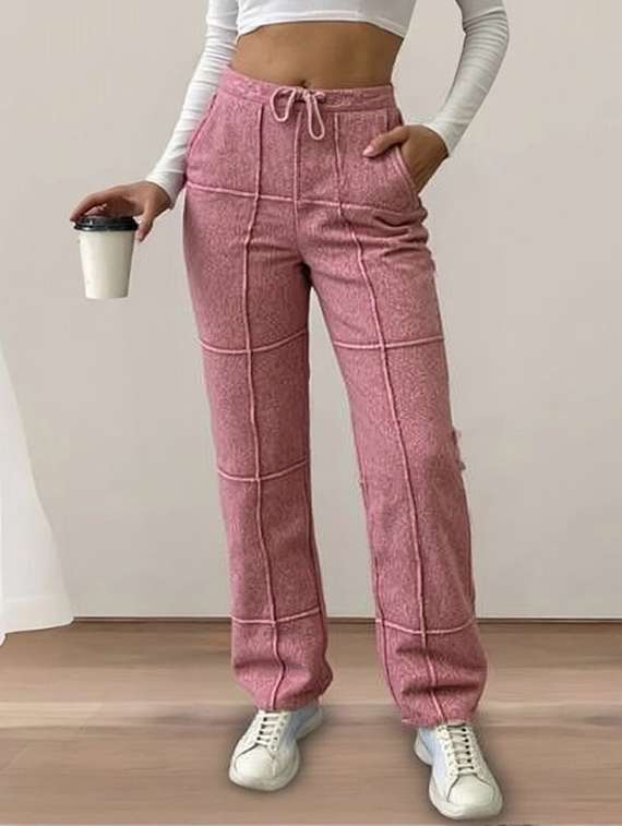 women solid high rise relaxed fit jogger