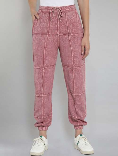 women solid high rise relaxed fit jogger - 22004426 - Standard Image - 0