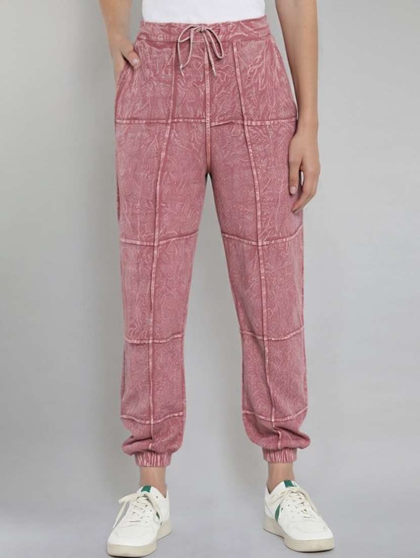 women solid high rise relaxed fit jogger
