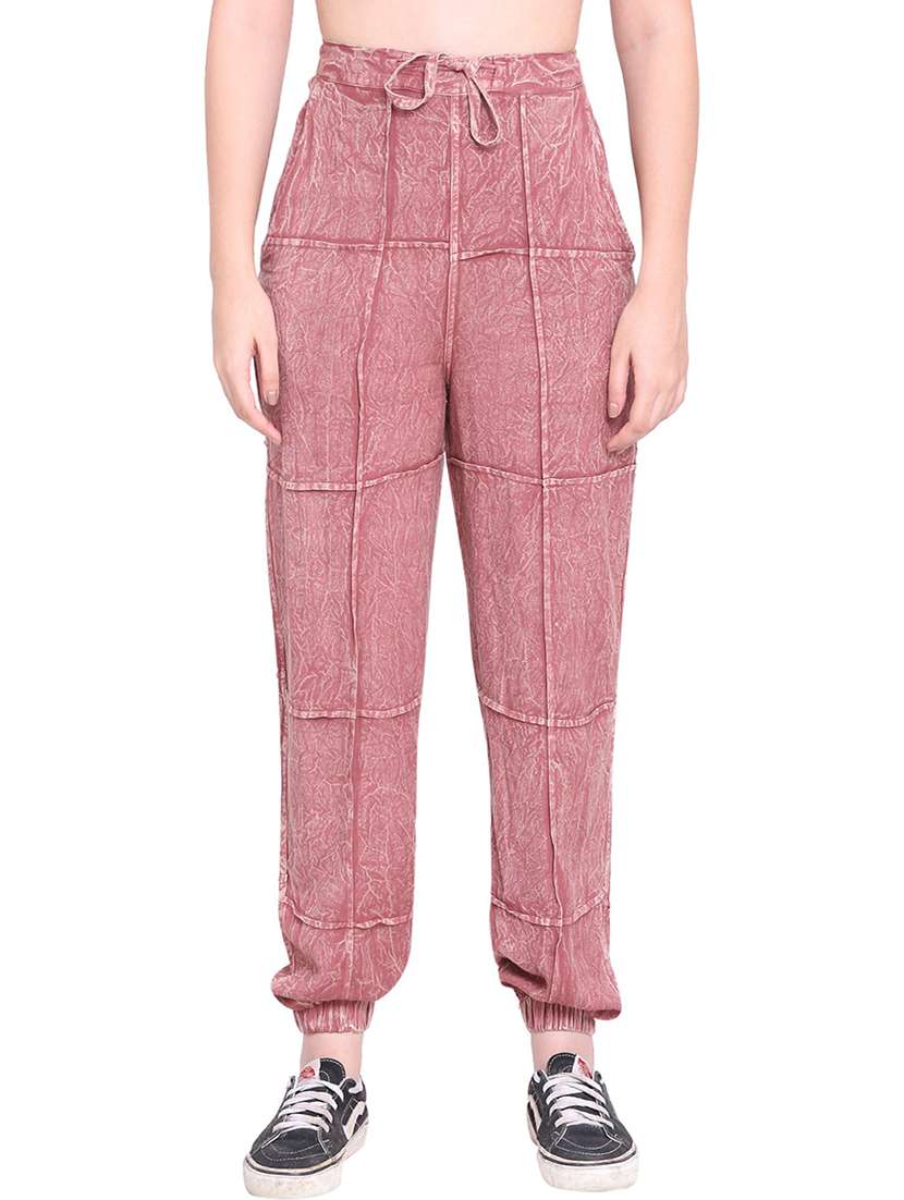 women solid high rise relaxed fit jogger