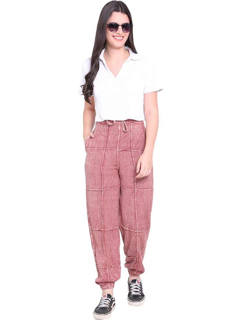 women solid high rise relaxed fit jogger - 22004427 - Standard Image - 3