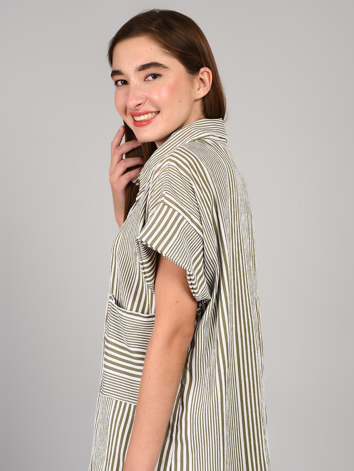 grey cotton blend aline dress - 22004434 - Standard Image - 3