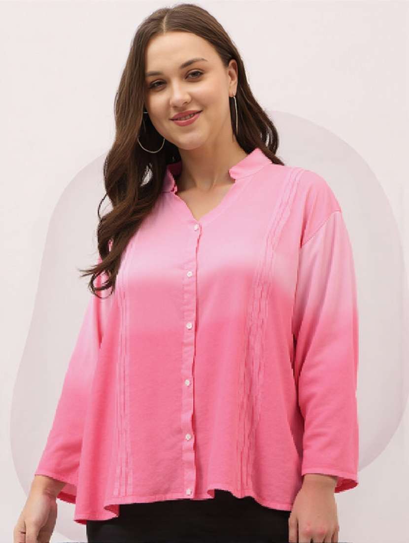 women plus size ombre print long sleeve shirt - 22004467 -  Zoom Image - 0
