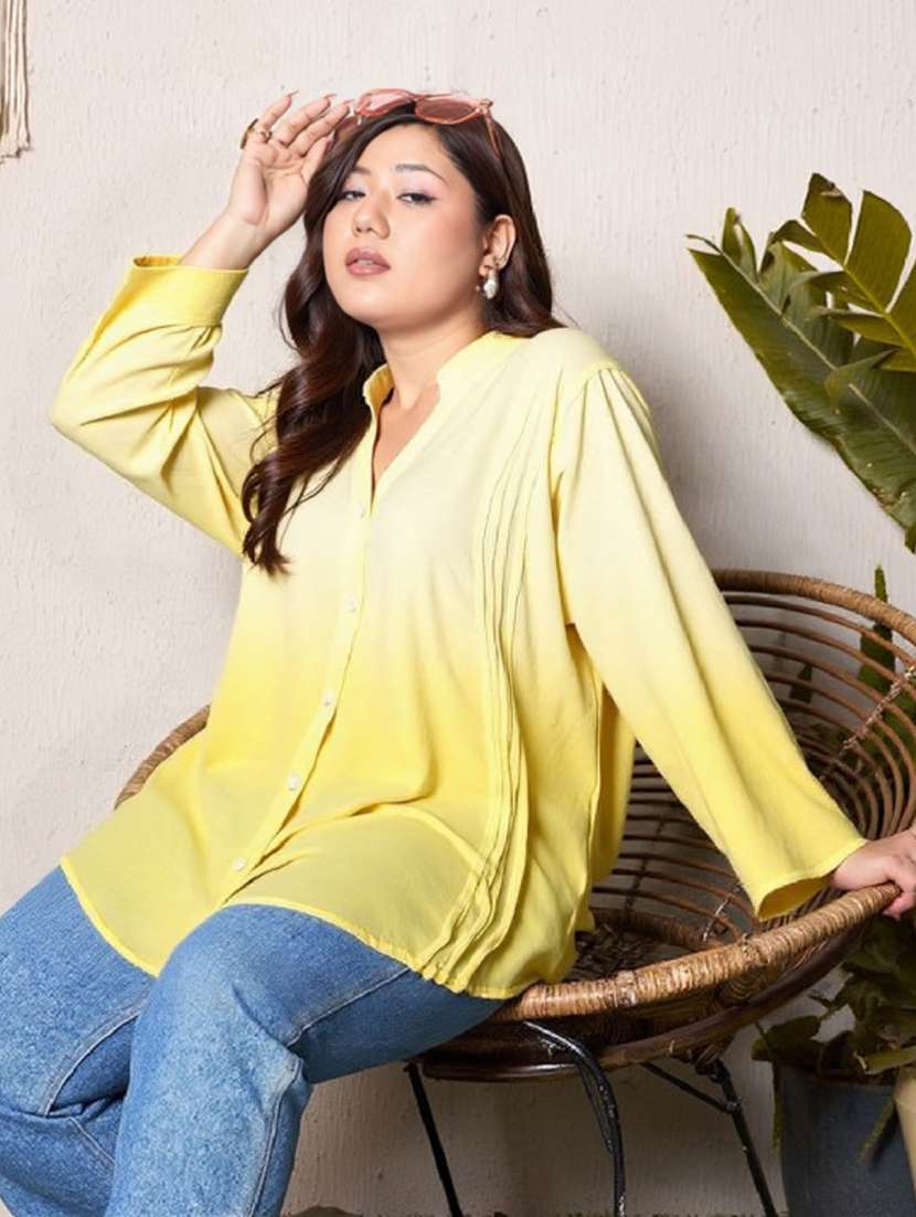 women plus size ombre print long sleeve shirt - 22004468 -  Standard Image - 3