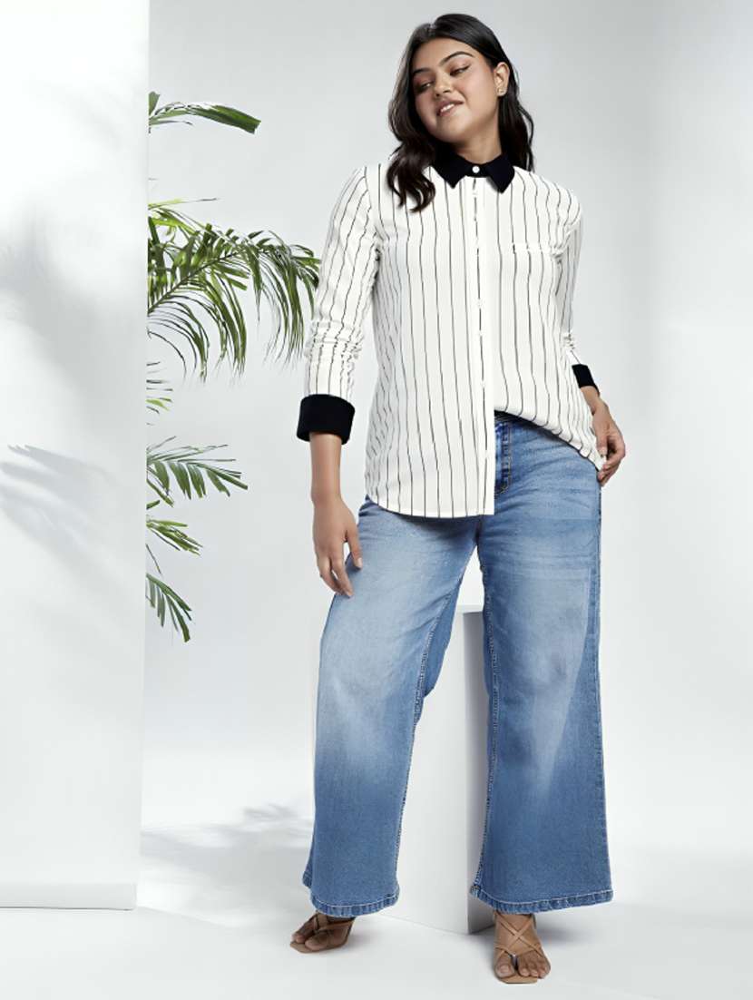 women plus size striped long sleeve shirt - 22004475 - Standard Image - 3