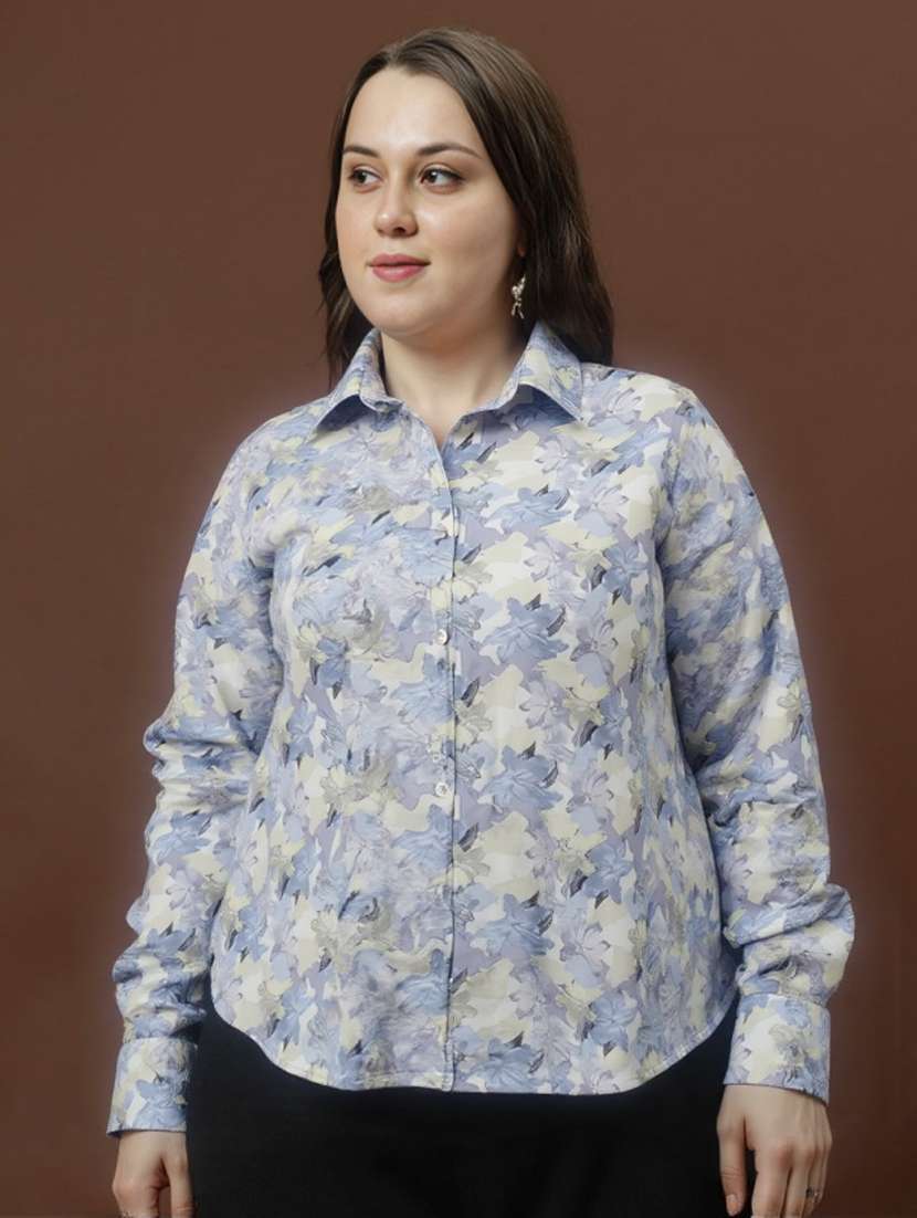 women plus size floral print long sleeve shirt - 22004478 - Zoom Image - 0