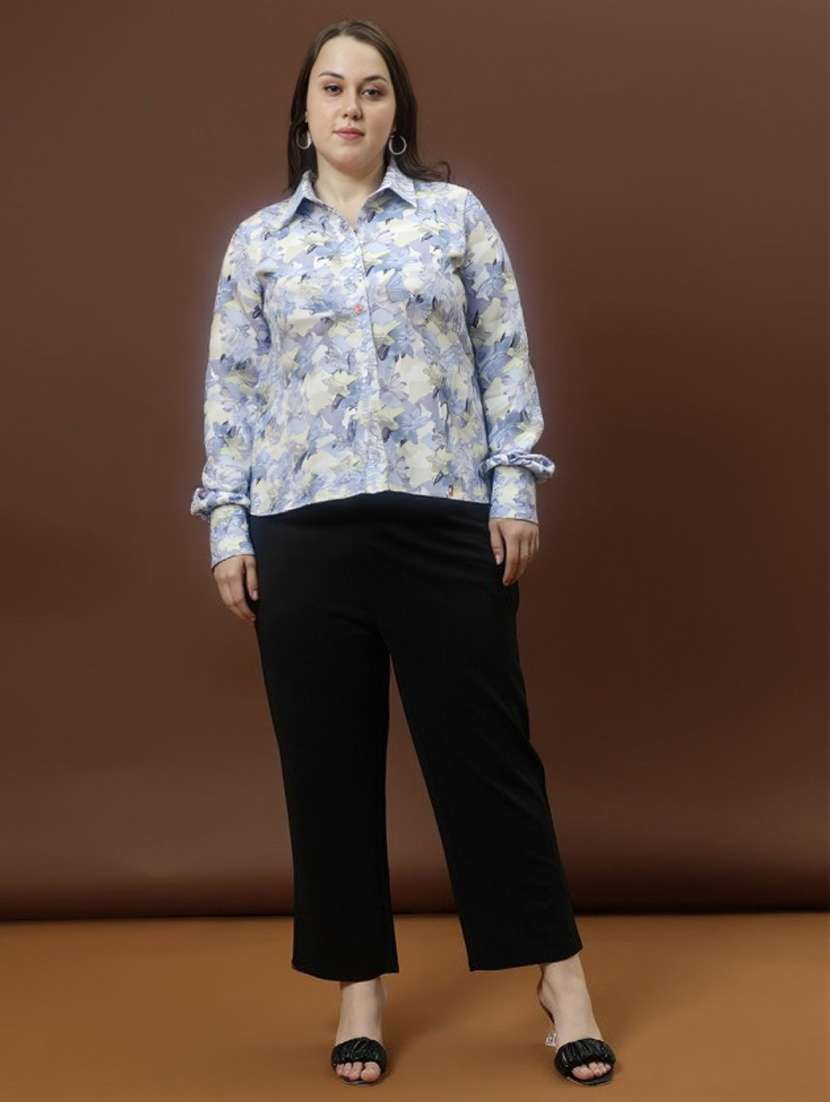 women plus size floral print long sleeve shirt - 22004478 - Standard Image - 3