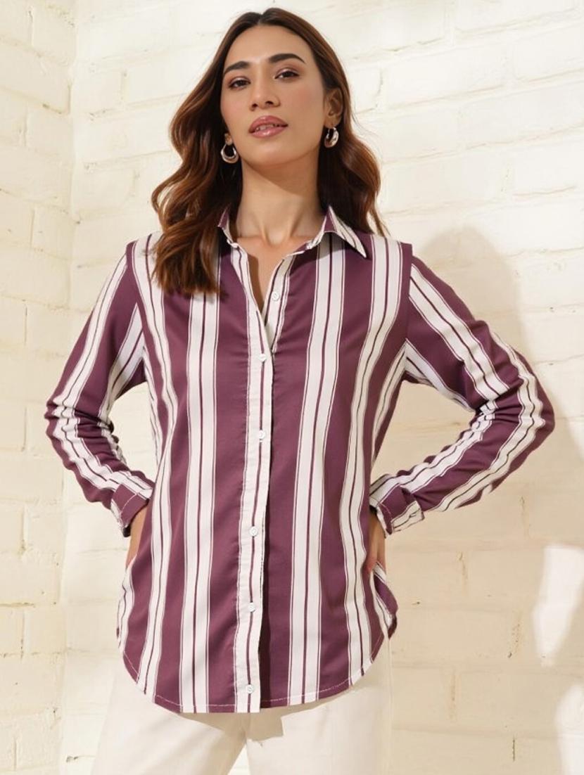 multi colored satin regular shirt - 22004479 -  Zoom Image - 0