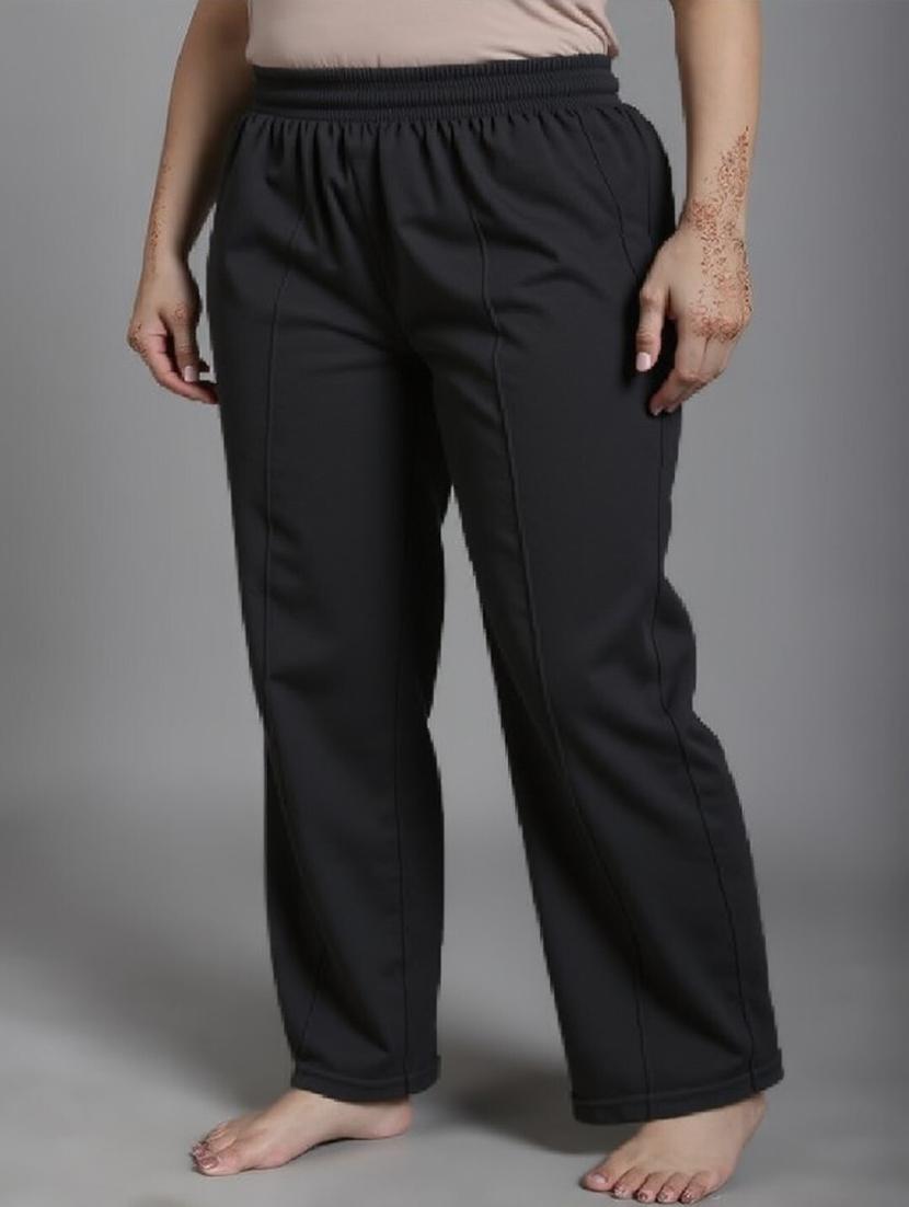 women black solid mid rise track pant - 22004532 - Zoom Image - 0