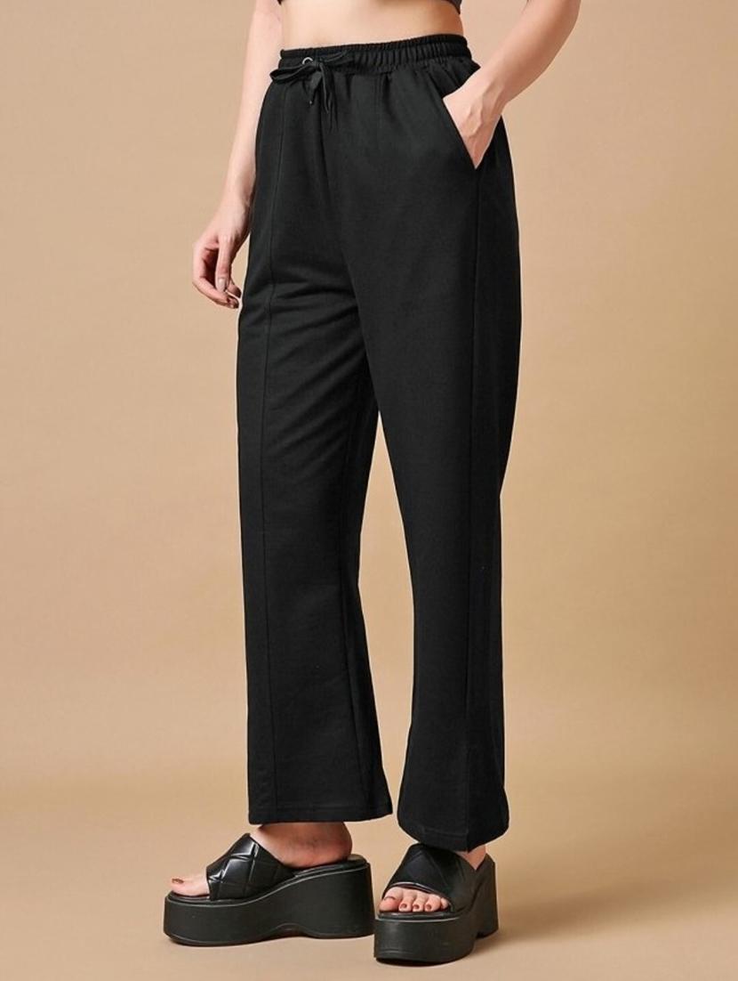 women black solid mid rise straight trouser - 22004536 - Zoom Image - 0