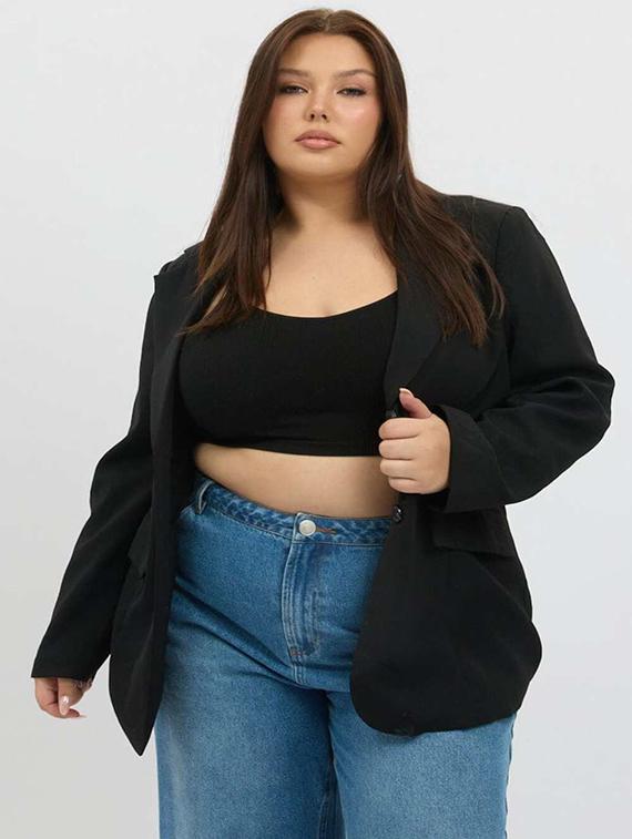 women black solid single breasted blazer - 22004552 -  Zoom Image - 0