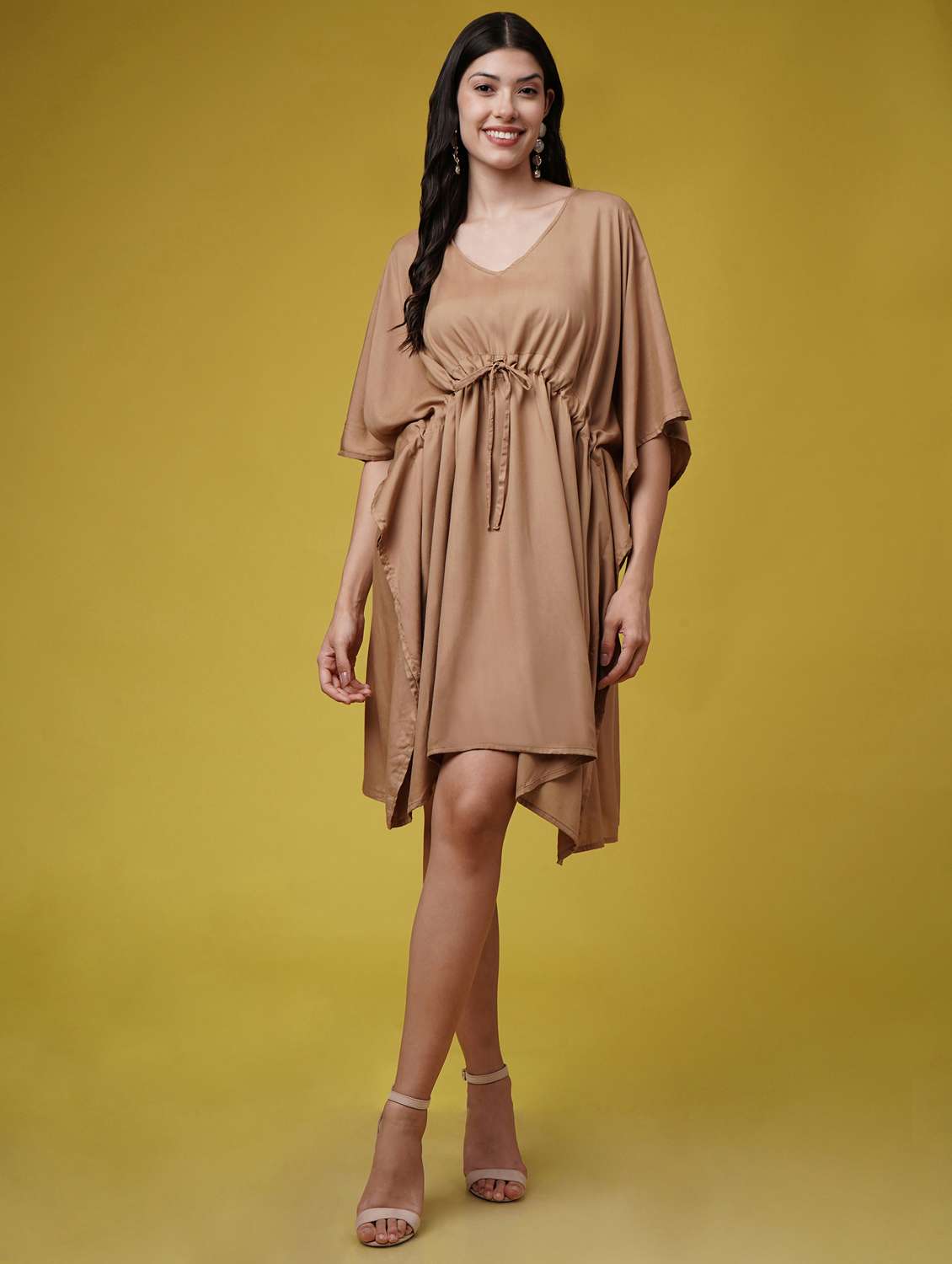 women black solid kimono sleeve kaftan dresses  - 22004556 -  Zoom Image - 0