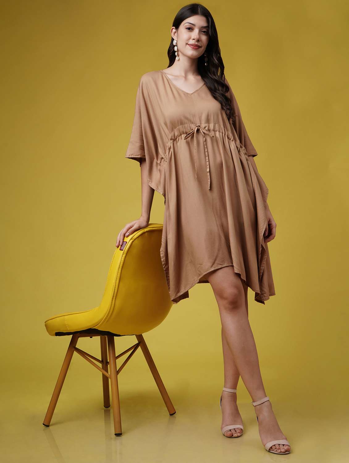 women black solid kimono sleeve kaftan dresses  - 22004556 -  Standard Image - 5