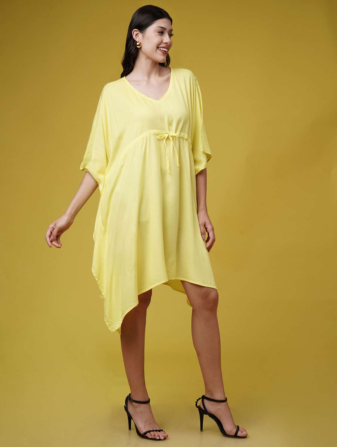 women solid kimono sleeve kaftan dresses  - 22004559 -  Standard Image - 3