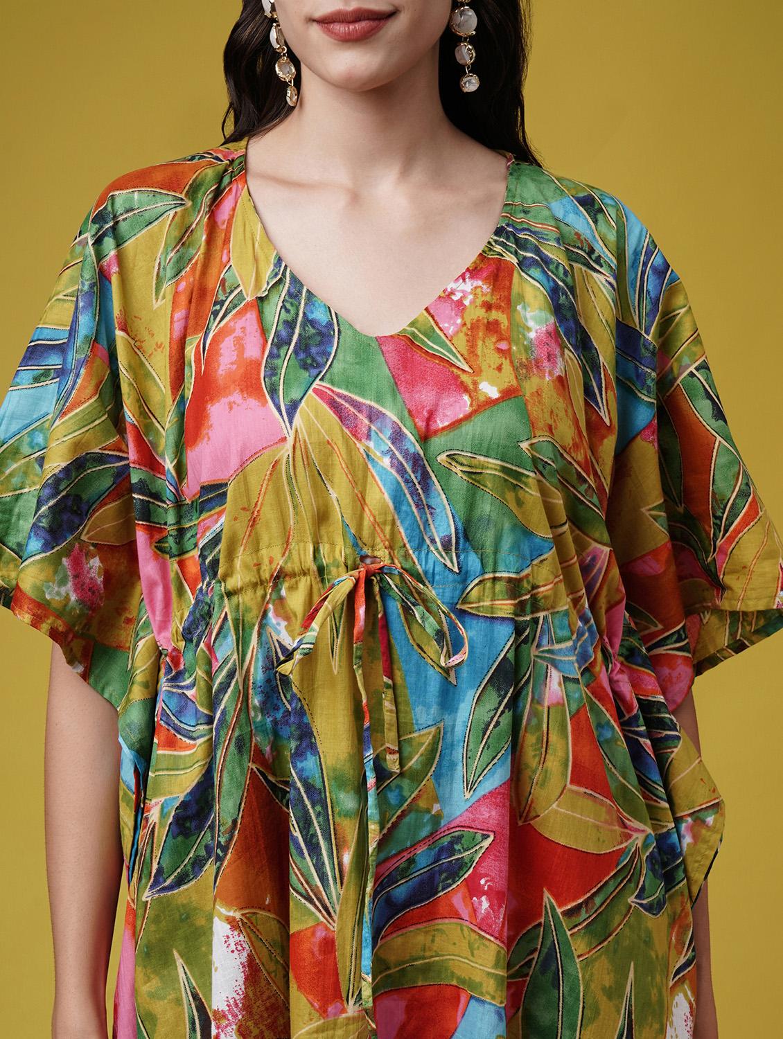 women printed kimono sleeve kaftan dresses - 22004561 - Standard Image - 5