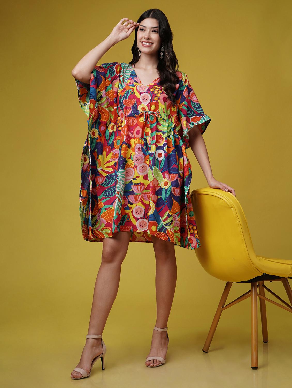 women printed kimono sleeve kaftan dresses - 22004562 - Standard Image - 3