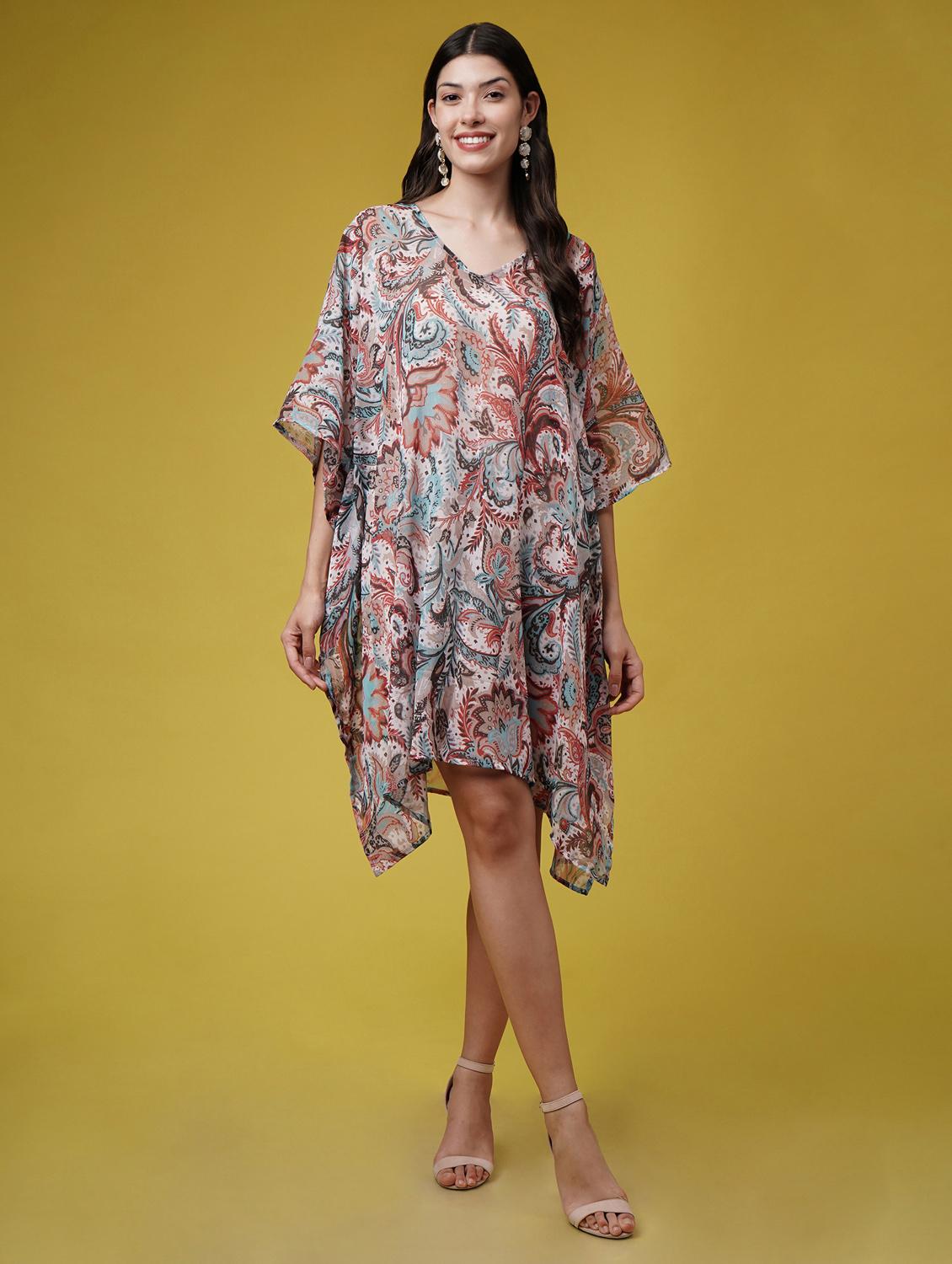 women printed kimono sleeve kaftan dresses - 22004565 - Zoom Image - 0