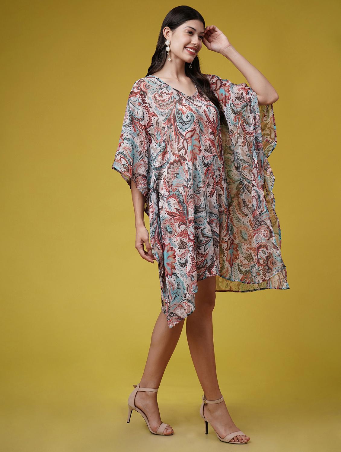 women printed kimono sleeve kaftan dresses - 22004565 - Standard Image - 3