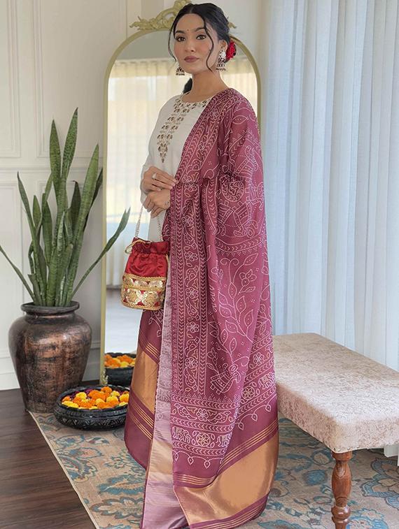women embroidered three quarter sleeve kurta pant with dupatta set - 22004643 - Standard Image - 3
