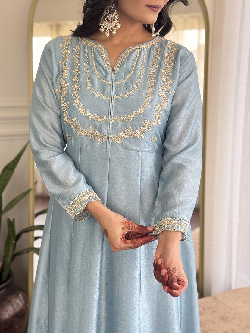 women embroidered long sleeve anarkali kurta pant with dupatta set - 22004669 - Standard Image - 5