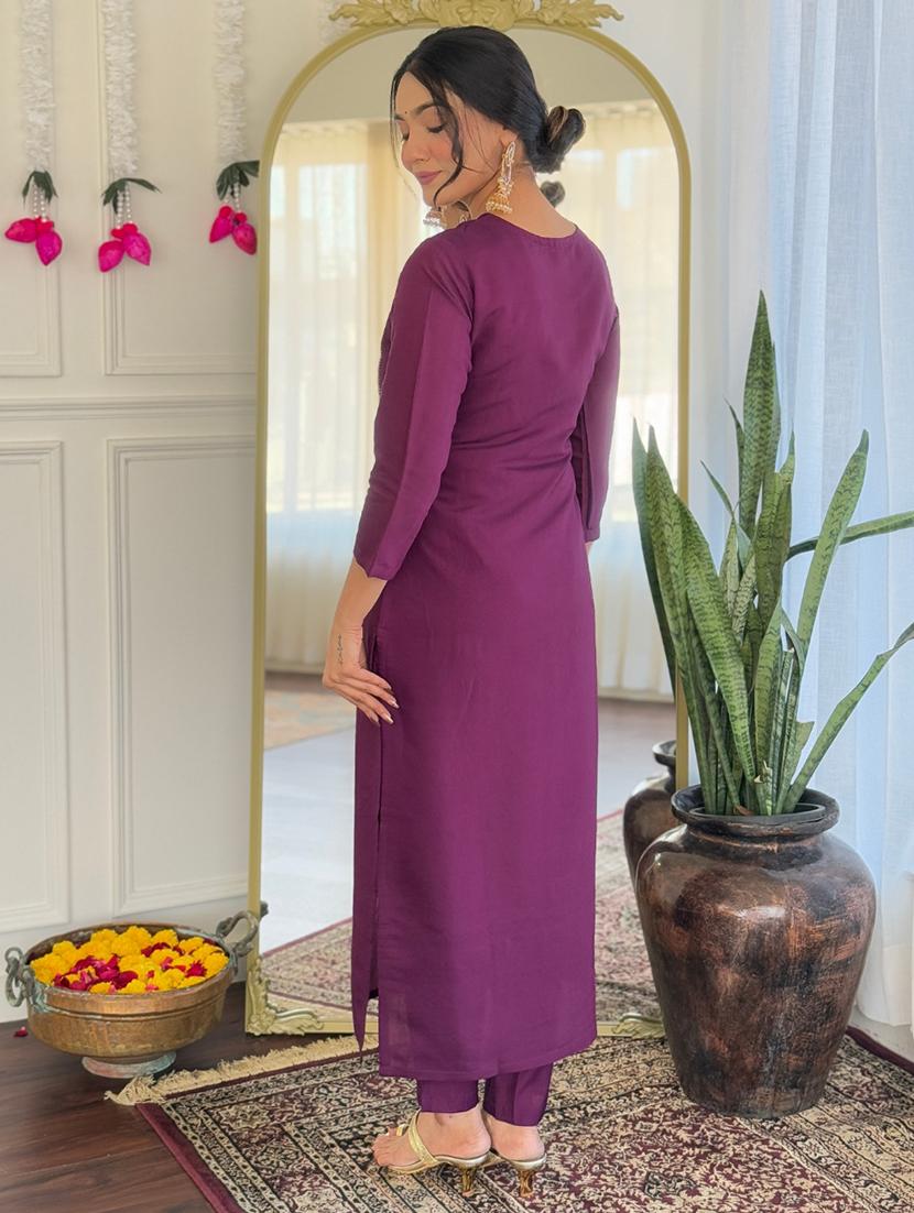 women embroidered three quarter sleeve kurta pant with dupatta set - 22004689 - Standard Image - 3