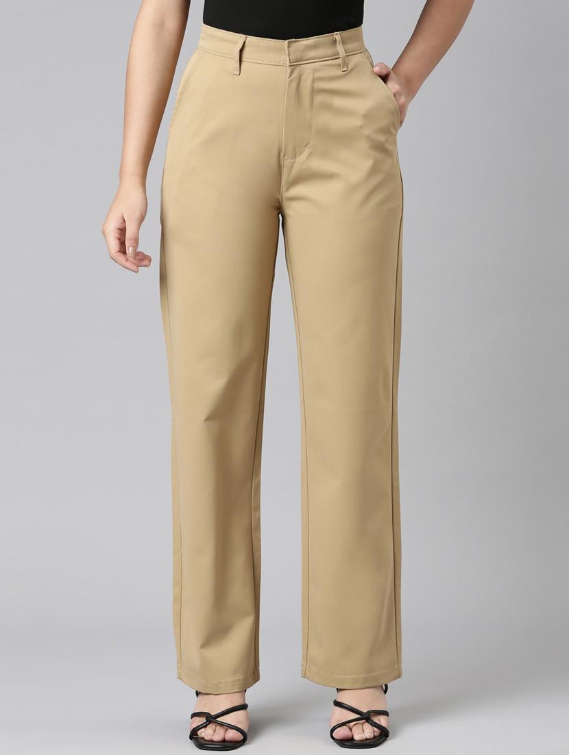 women solid high rise straight trouser - 22004876 - Zoom Image - 0