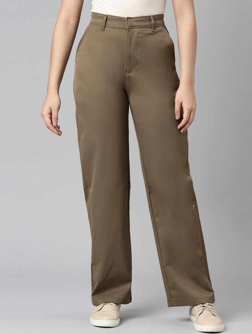 women solid high rise straight trouser - 22004879 - Zoom Image - 0