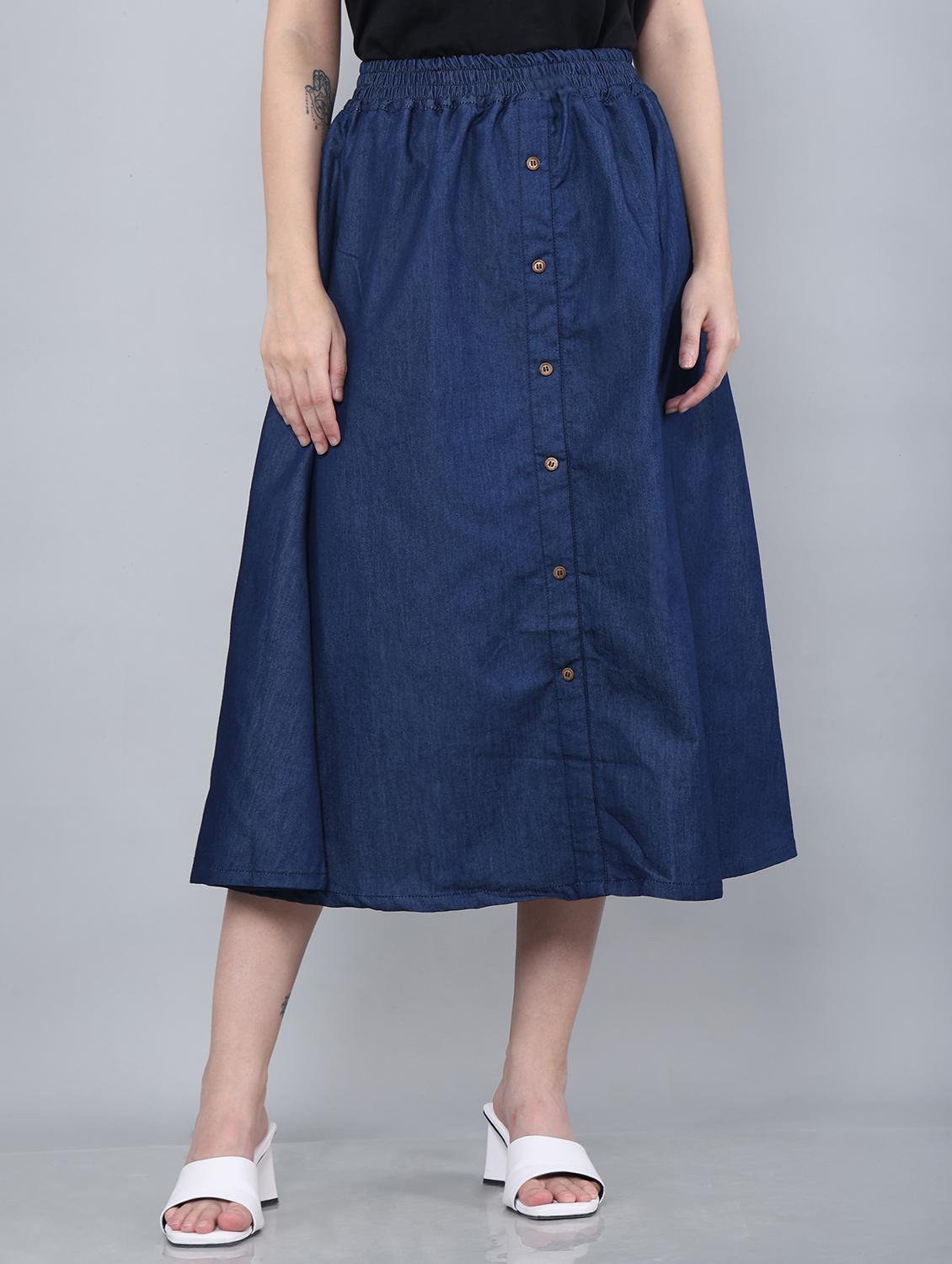 women solid high rise denim a-line skirt - 22004888 -  Zoom Image - 0