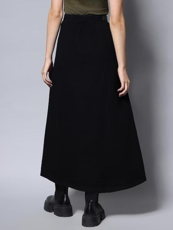 women solid high rise denim a-line skirt - 22004891 - Standard Image - 3