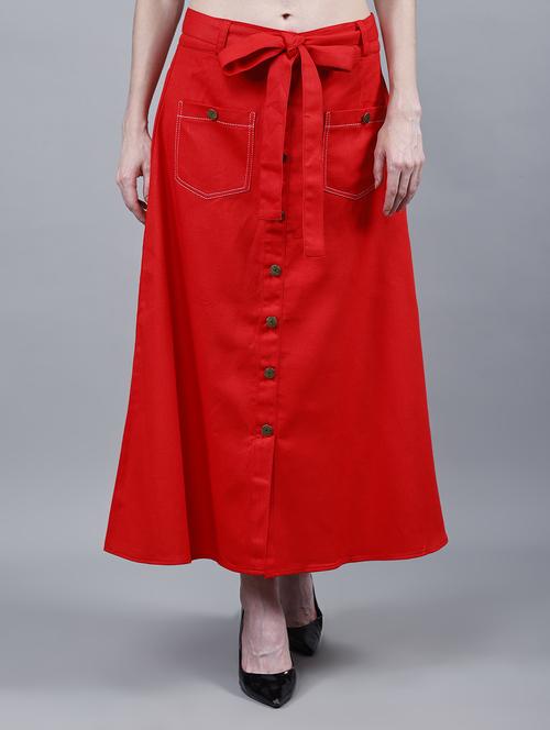 women solid mid rise a-line skirt - 22004894 - Standard Image - 0