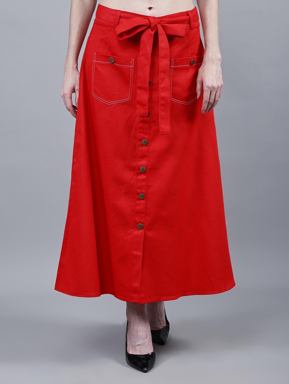 women solid mid rise a-line skirt - 22004894 - Zoom Image - 0