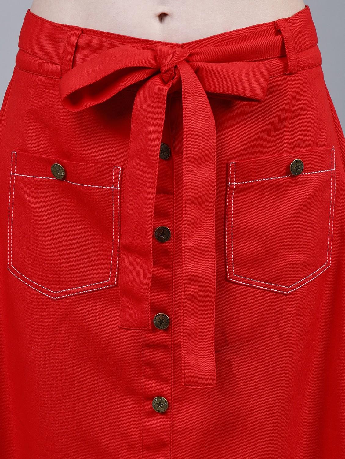 women solid mid rise a-line skirt - 22004894 - Standard Image - 5