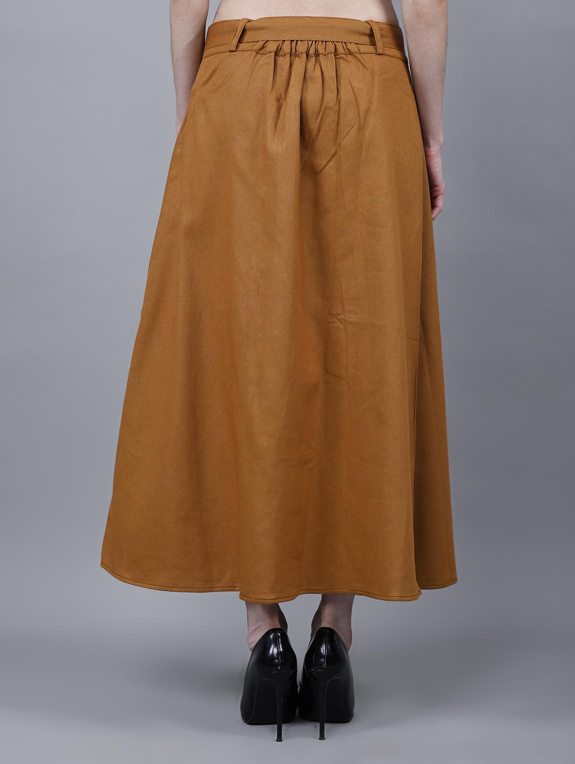 women solid mid rise a-line skirt - 22004895 - Standard Image - 3