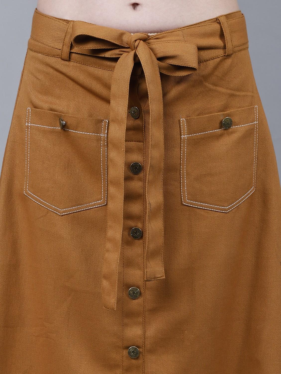 women solid mid rise a-line skirt - 22004895 - Standard Image - 5