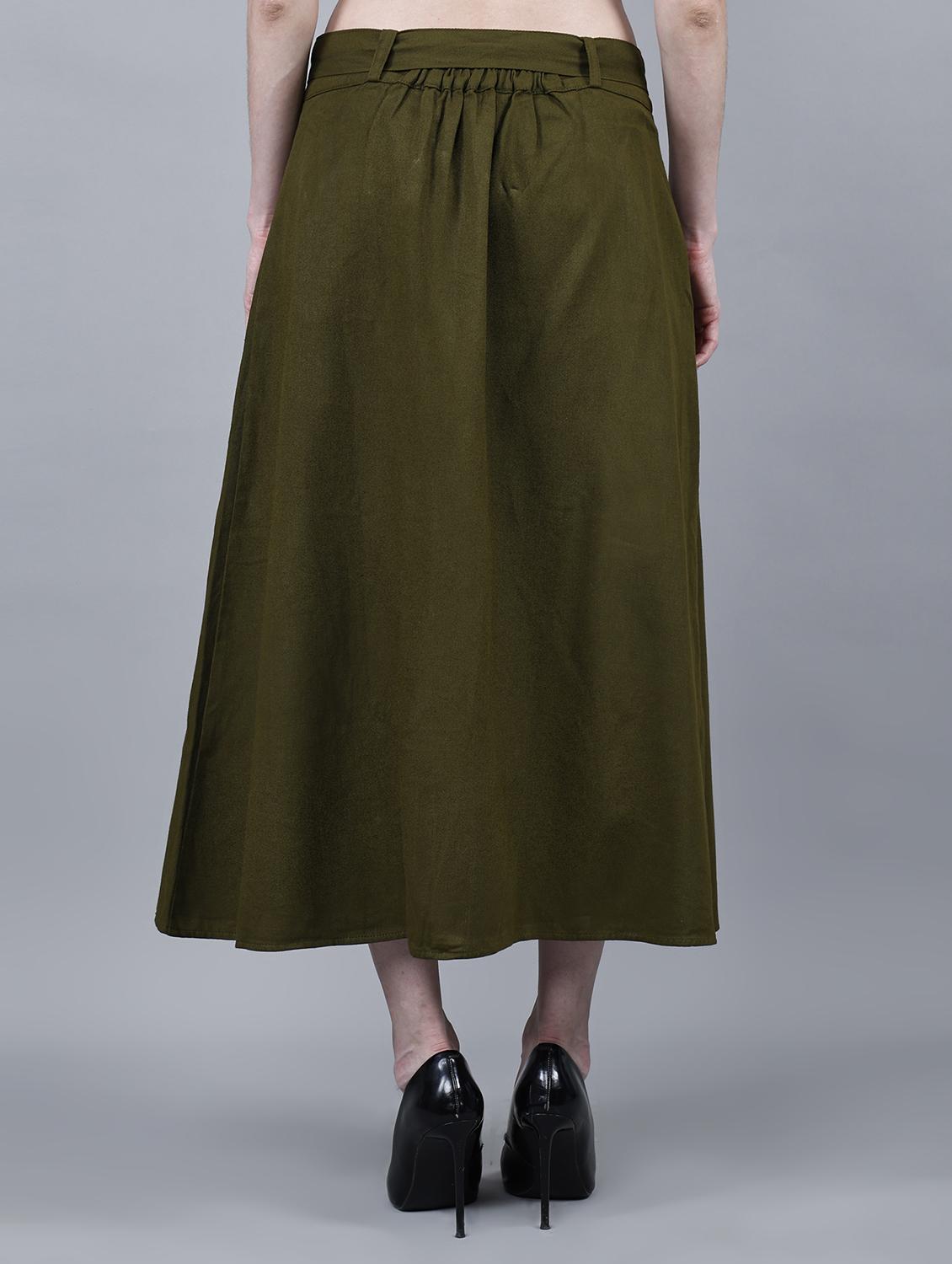 women solid mid rise a-line skirt - 22004897 - Standard Image - 3