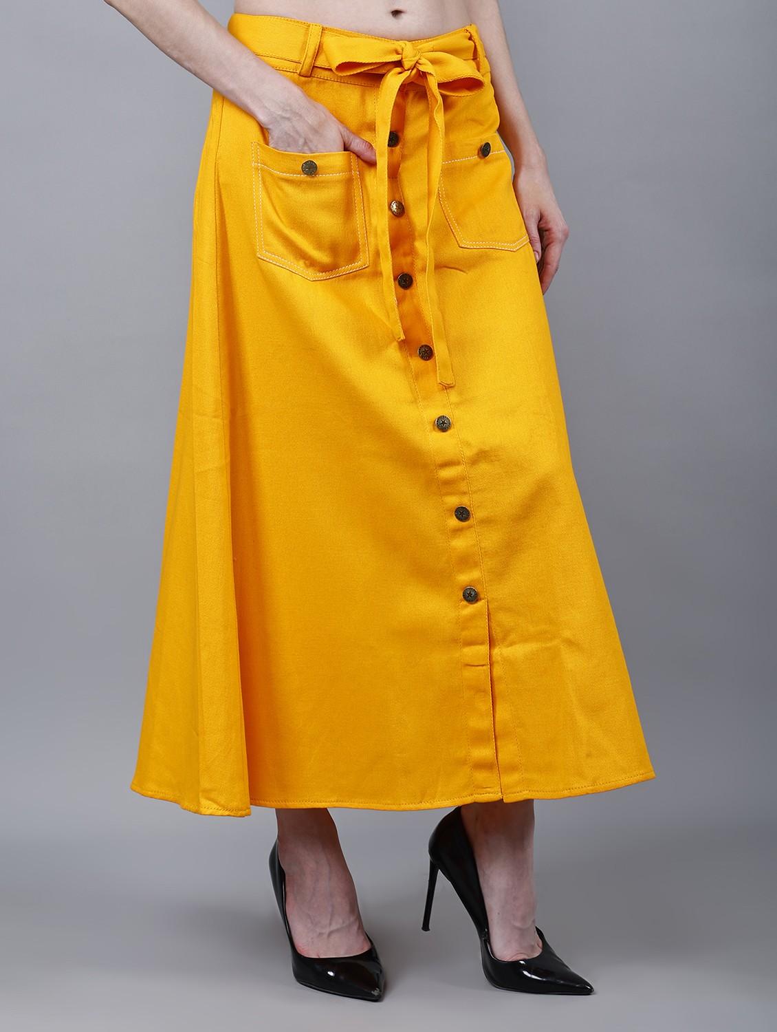 women solid mid rise a-line skirt - 22004899 - Standard Image - 3