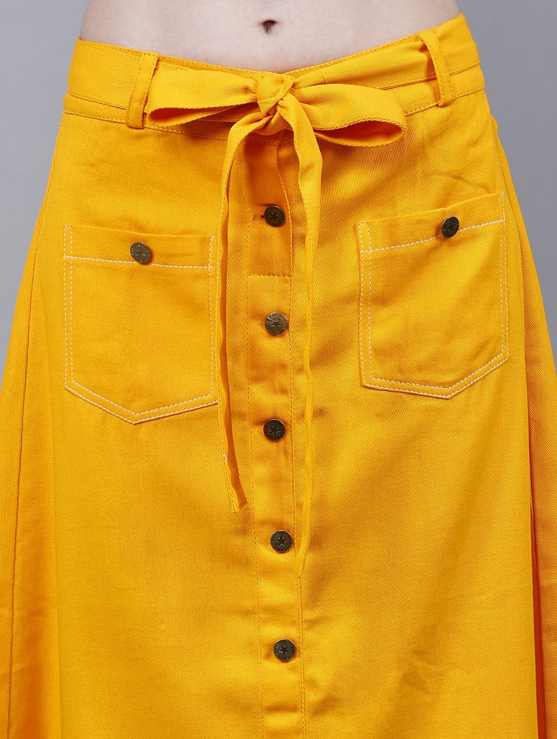 women solid mid rise a-line skirt - 22004899 - Standard Image - 5
