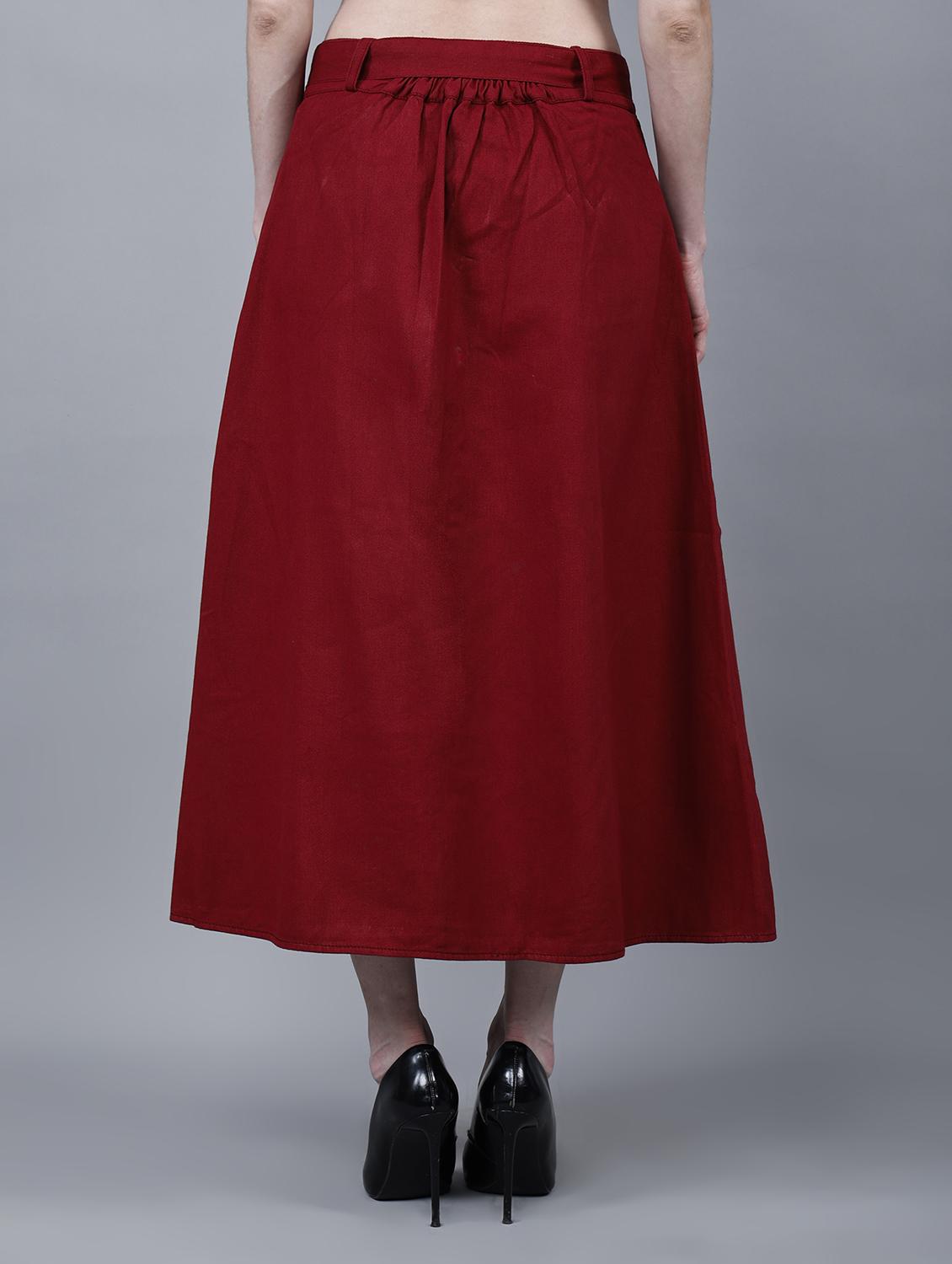 women solid mid rise a-line skirt - 22004900 - Standard Image - 3