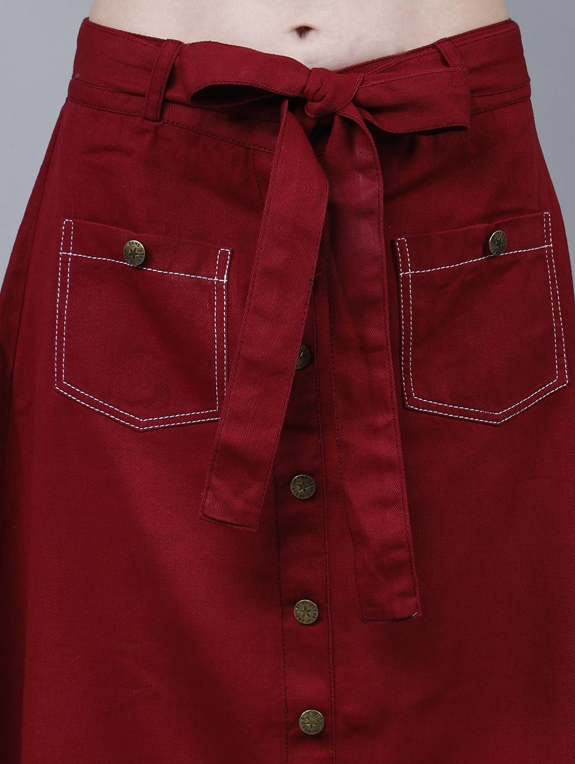 women solid mid rise a-line skirt - 22004900 - Standard Image - 5