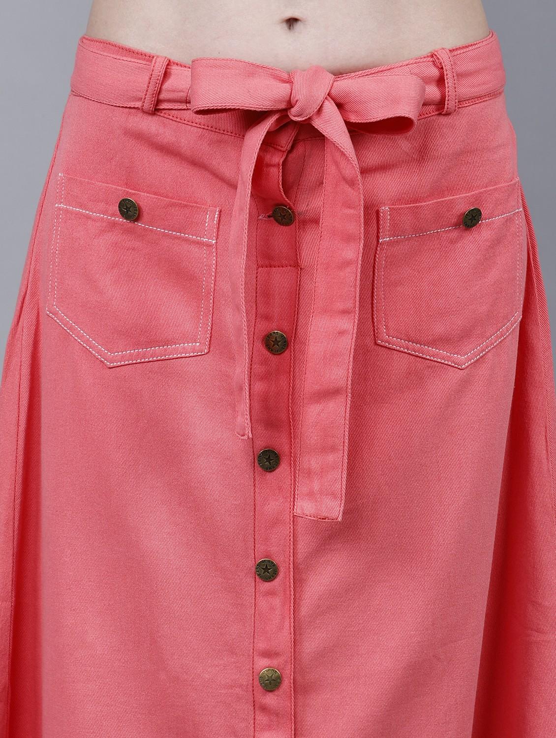 women solid mid rise a-line skirt - 22004901 - Standard Image - 5