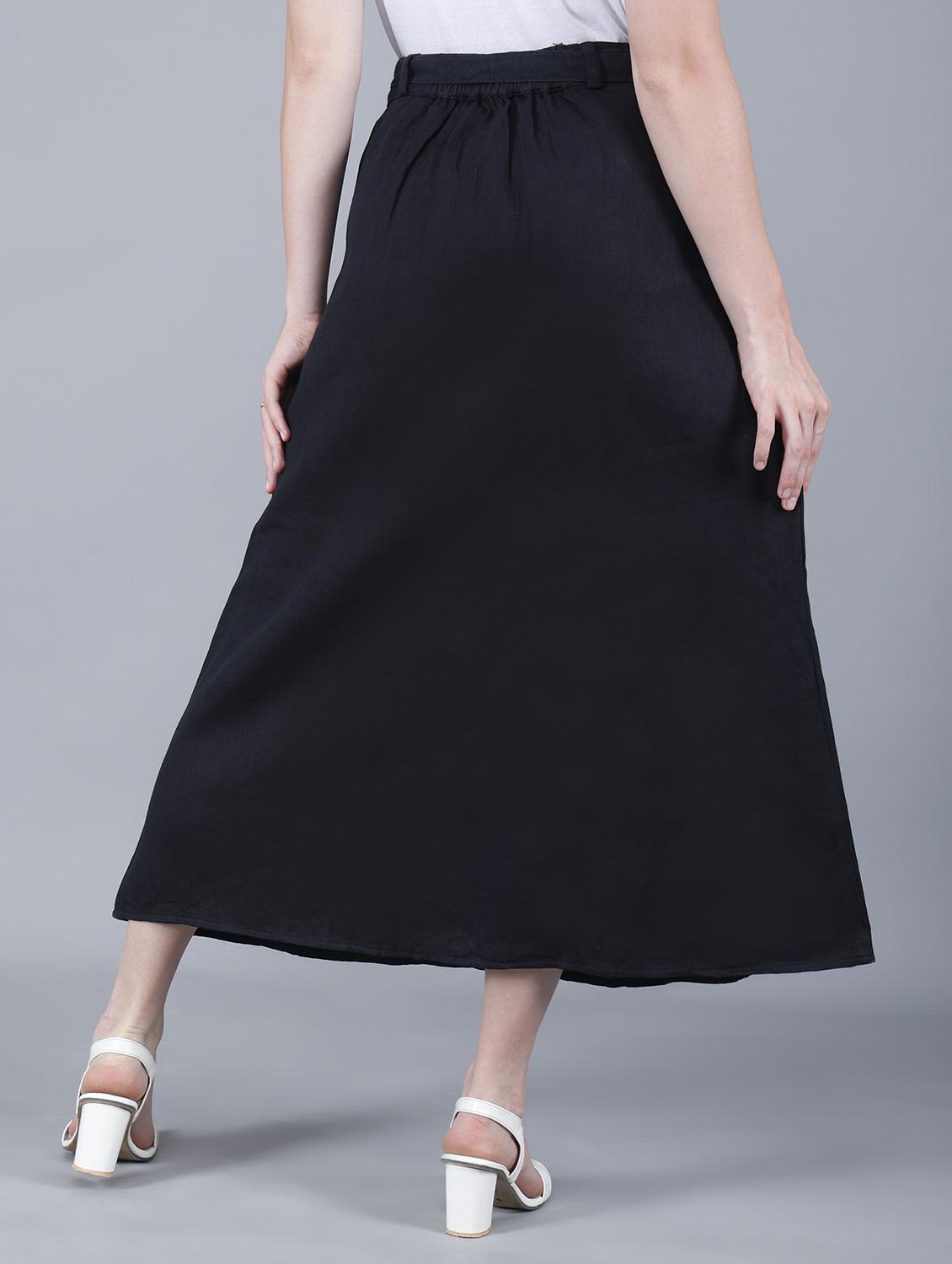 women solid mid rise a-line skirt - 22004902 - Standard Image - 3