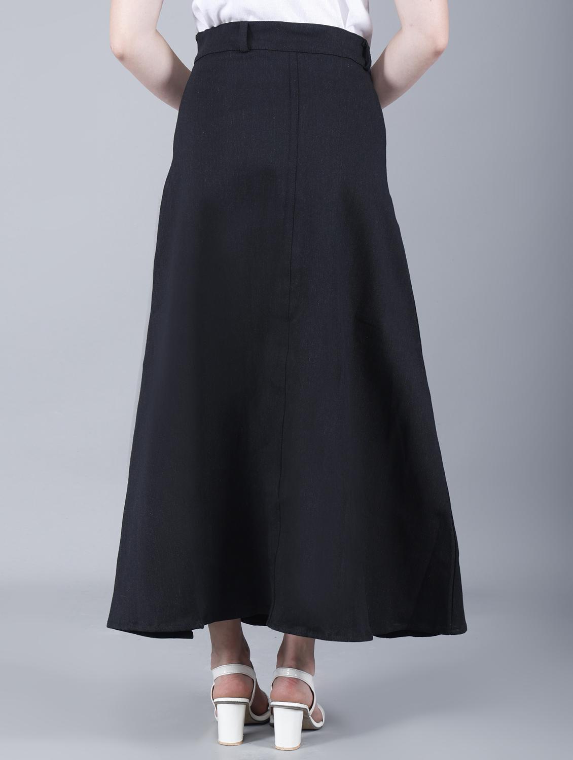 women solid mid rise denim a-line skirt - 22004906 - Standard Image - 3