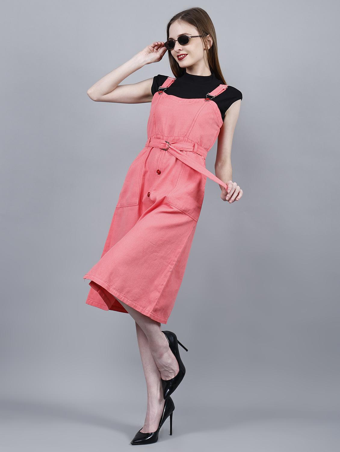 women solid shoulder strap dungaree dress - 22004910 -  Zoom Image - 0