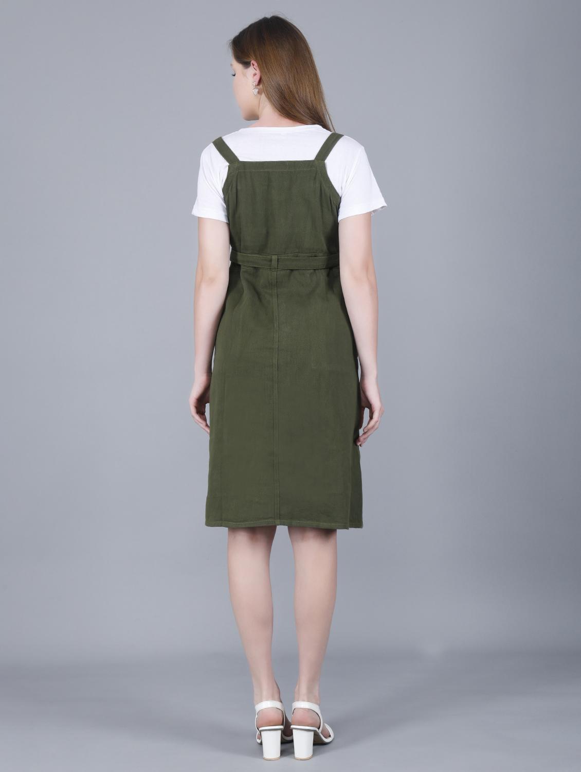 women solid shoulder strap dungaree dress - 22004911 - Standard Image - 5