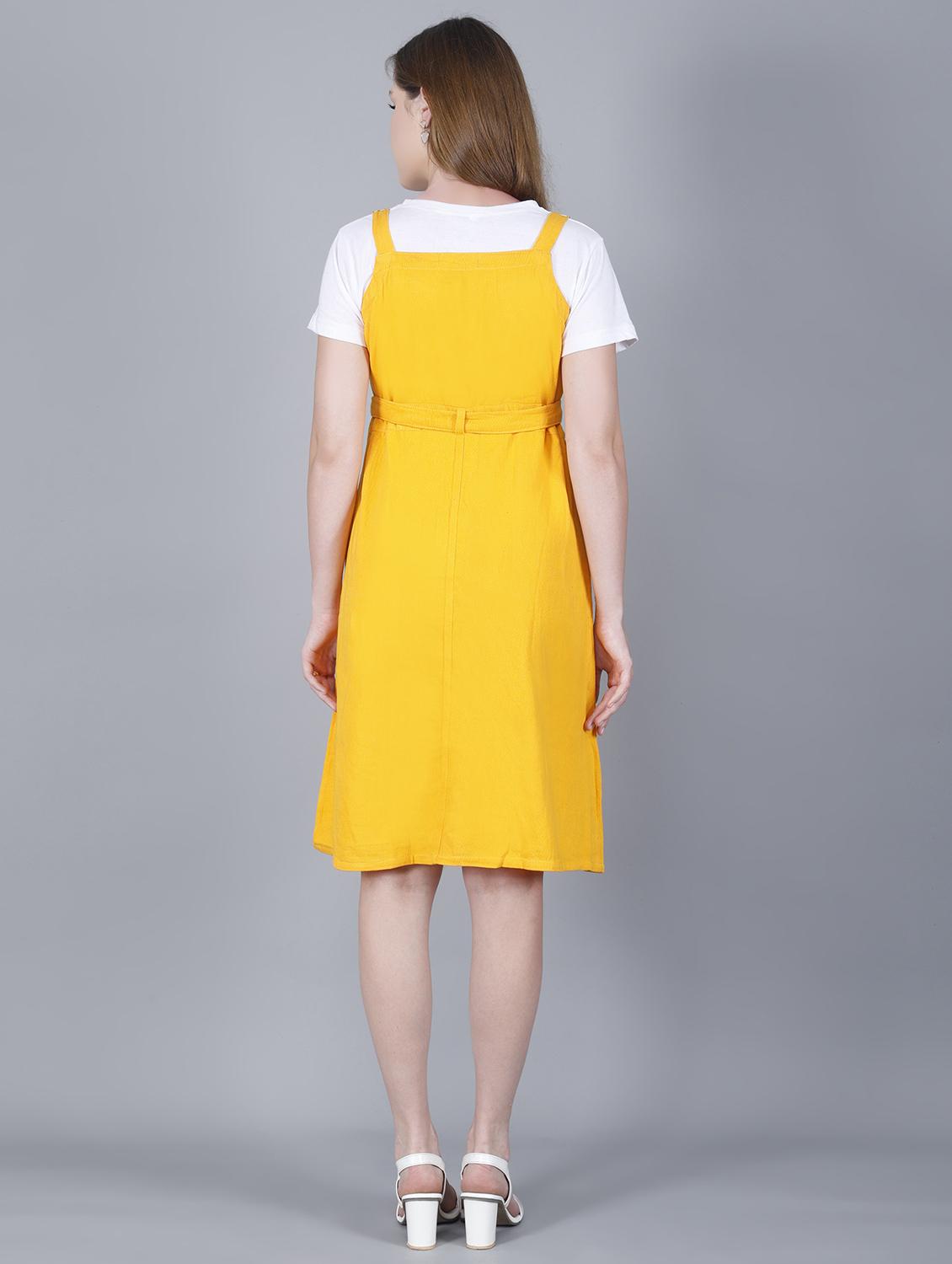 women solid shoulder strap dungaree dress - 22004914 - Standard Image - 5