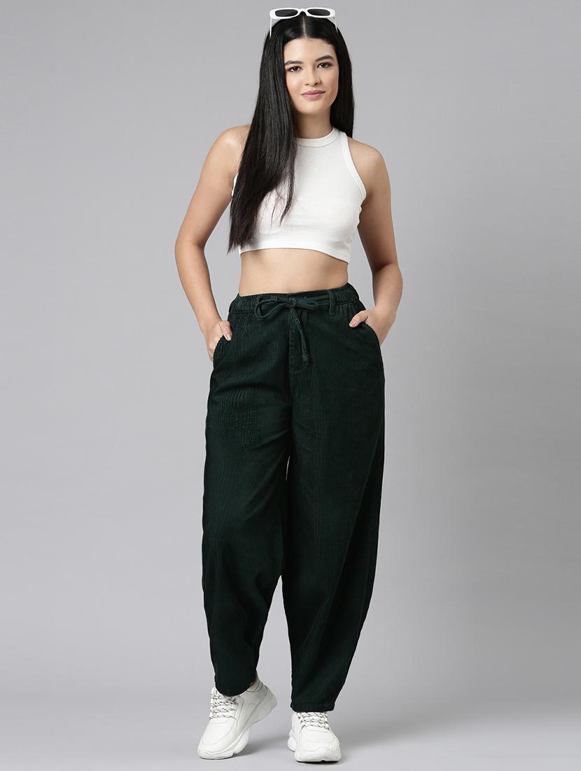 women solid high rise peg trouser - 22004922 - Standard Image - 5
